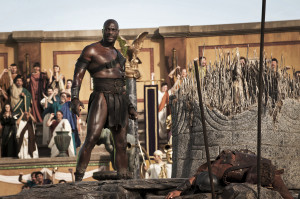 Adewale Akinnuoye-Agbaje portrays Atticus the champion gladiator in Pompeii. Photo by Caitlin Cronenberg.