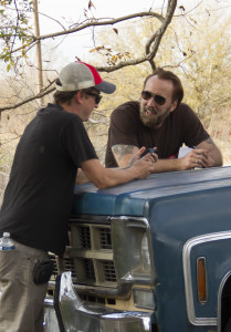 David Gordon Green directs Nicolas Cage in "Joe". Photo by Linda Kallerus.