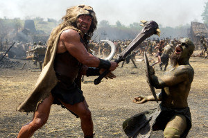 Hercules (Dwayne "The Rock" Johnson) conquering one of many foes. Photo by Kerry Brown.