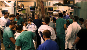 A chaotic scene in C-Booth from "Code Black".