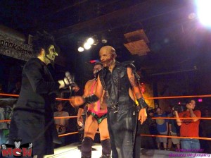 Professor Morté and Dr. Splatter form a somewhat unlikely alliance at MCW. Photo by Harold Jay Taylor/Headlocks and Headshots.