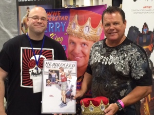 "Headlocked" creator Michael Kingston with artist and WWE Hall of Famer Jerry "The King" Lawler.