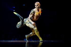 Viktor Kee portrays Cali, Miranda's overprotective pet, in Cirque du Soleil's "Amaluna".