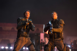 Left to right: Jason Clarke plays John Connor and Jai Courtney plays Kyle Reese in "Terminator Genisys" from Paramount Pictures and Skydance Productions.