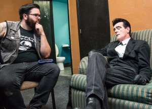 Ryan Cadaver (left) talks shit (middle) with Unknown Hinson (right). Photo by Kevin Mayfield. 