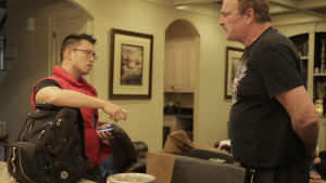 Director Steve Yu has a discussion with Jake "The Snake" Roberts in "The Resurrection of Jake The Snake".