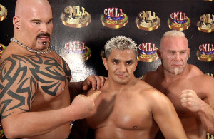 International star Gigante Bernarnd (NXT's Jason Albert, left), Shocker (middle) and Strongman (right) have interesting stories in "Lucha Mexico".