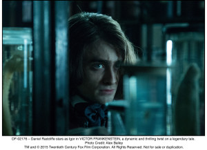 Daniel Radcliffe's Igor is transformed from freakshow hunchback to handsome scientist in "Victor Frankenstein". Photo by Alex Bailey.