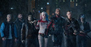 Jay Hernandez as Diablo, Jai Courtney as Boomerang, Adewale Akinnuoye-Agbje as Killer Croc, Margot Robbie as Harley Quinn, Will Smith as Deadshot, Joel Kinnaman as Rick Flag and Karen Fukuhara as Katana in Warner Bros. Pictures' Suicide Squad. Photo by Clay Enos/ TM & (c) DC Comics.